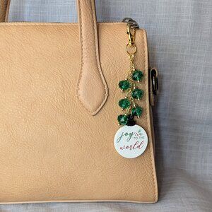 GREEN & GOLD CHRISTMAS HOLIDAY CHARM FOR HANDBAG PURSE TOTE BACKPACK